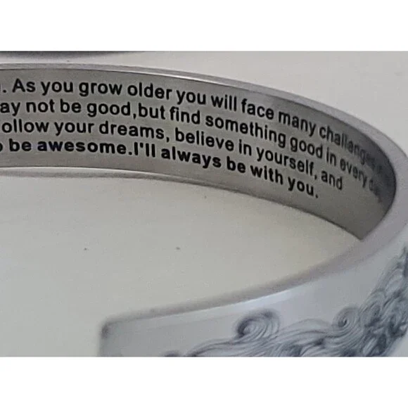 Inspirational Cuff Bracelet Gift Stainless Steel Engraved Bangle - Picture 8 of 11
